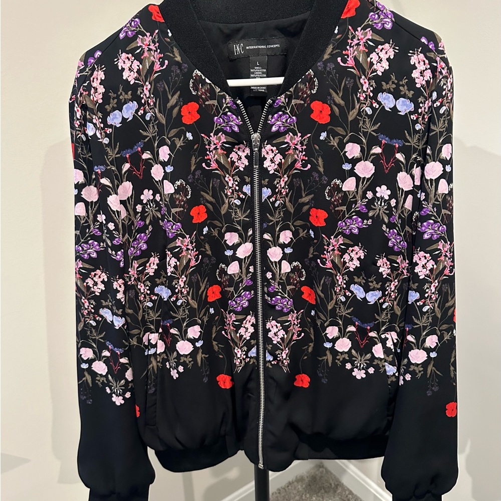Women's Floral Bomber Jacket INC